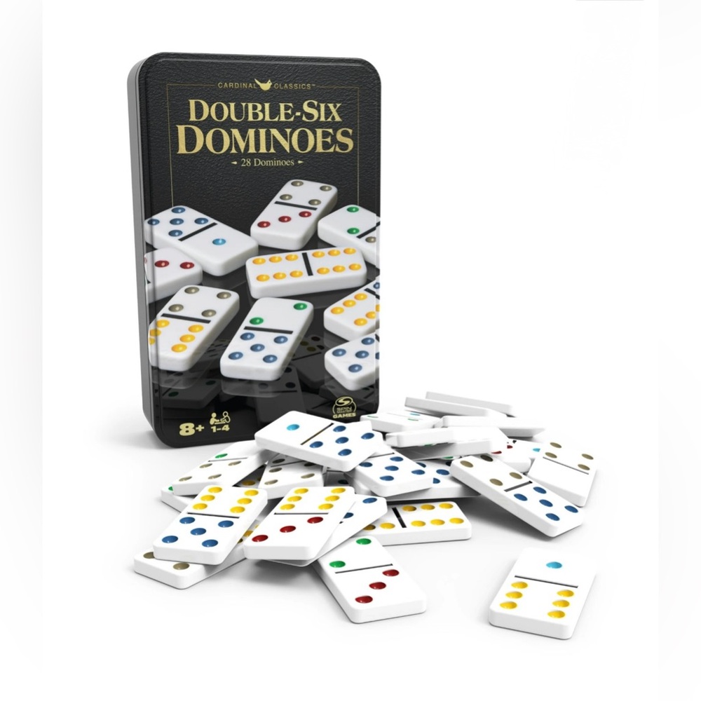 2 Sets of Spin Master Games, Double Six Dominoes Set in Storage Tin, Ages 8+